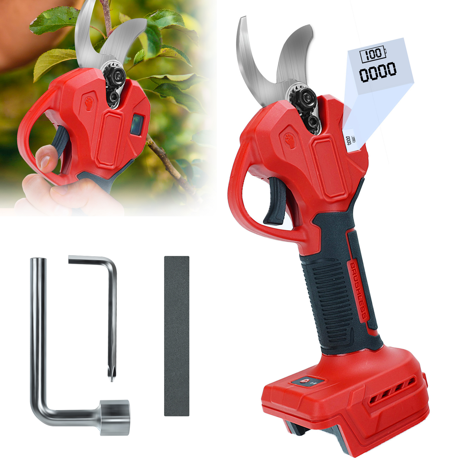 Garden Shredder Chipper - 30mm Brushless Electric Pruning Shears 600W