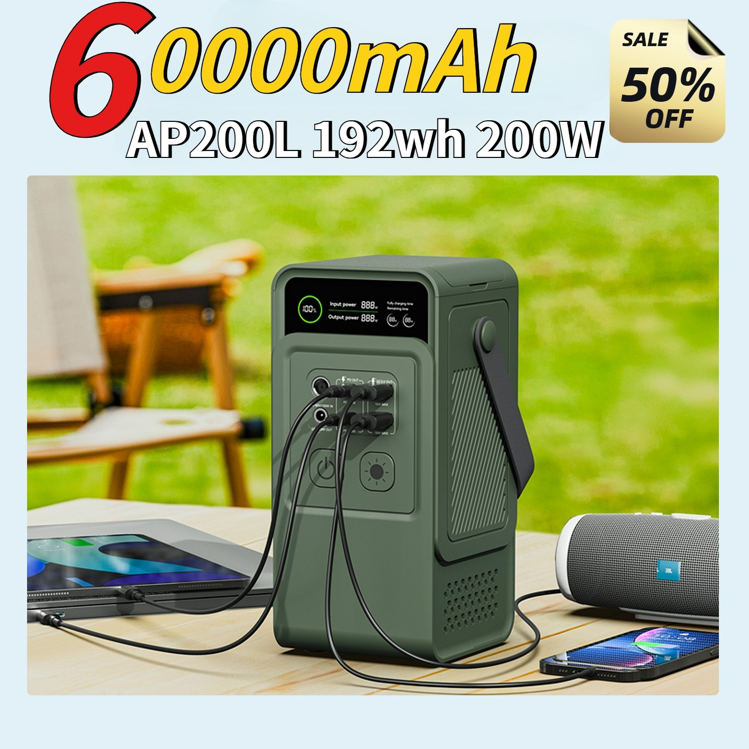 Outdoor Usb Power Bank - 60000mAh 200W 192Wh Camping Power Station