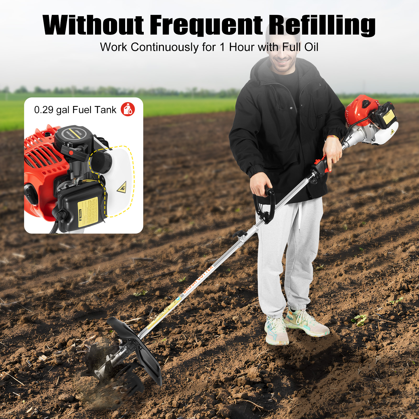 Garden Tiller Mini - Gas Powered Mini Tiller Cultivator 2
