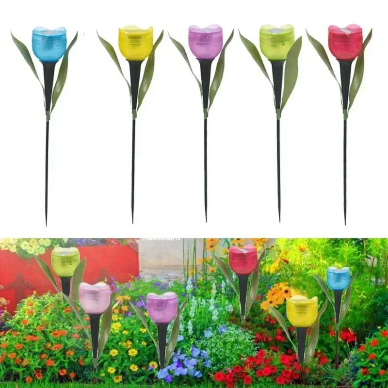 Outdoor Power Outlet Solar - 1Pcs Garden Tulip Flower Shape LED