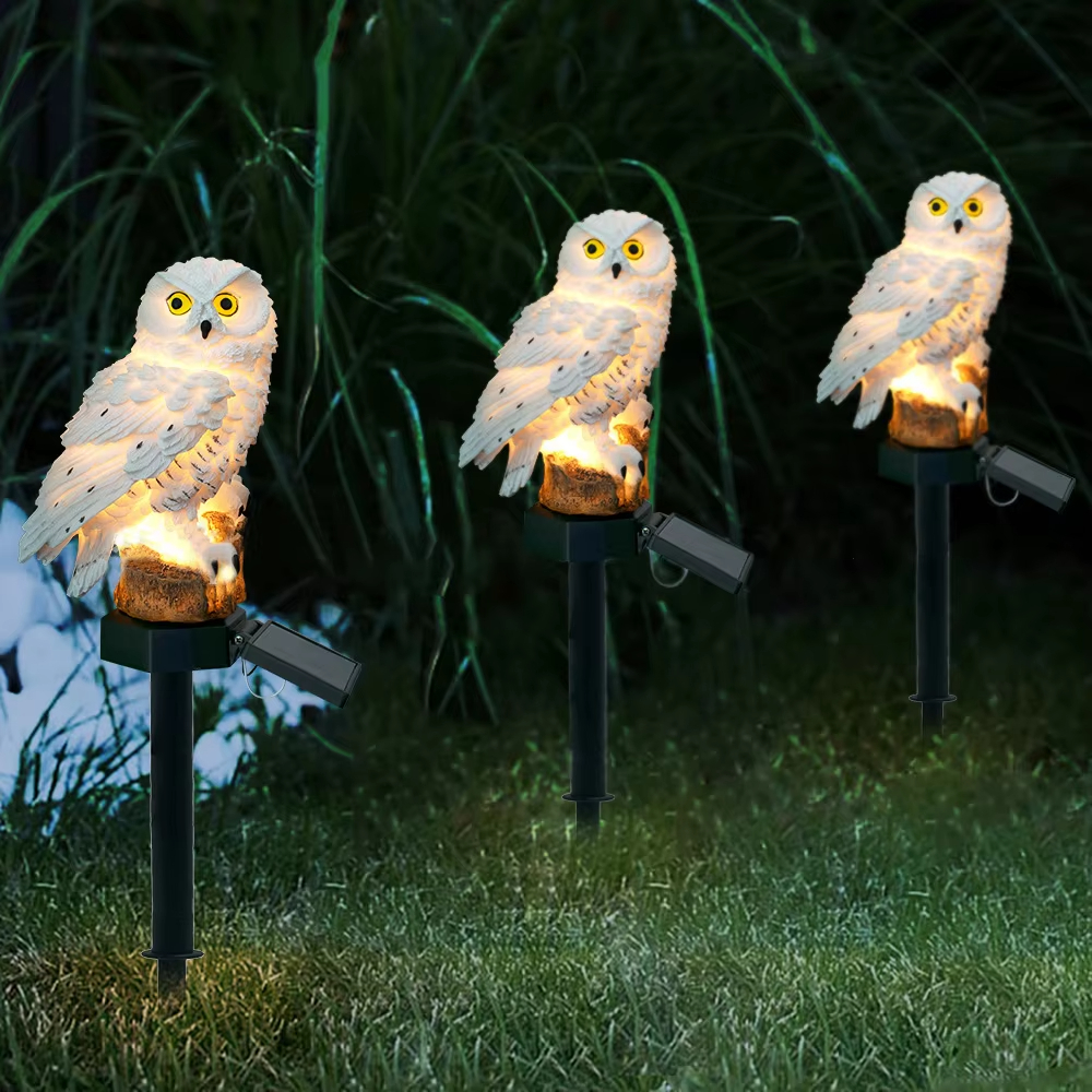 Solar light owl animal sculptu - مراجعة Outdoor Power Outlet Solar وسعره