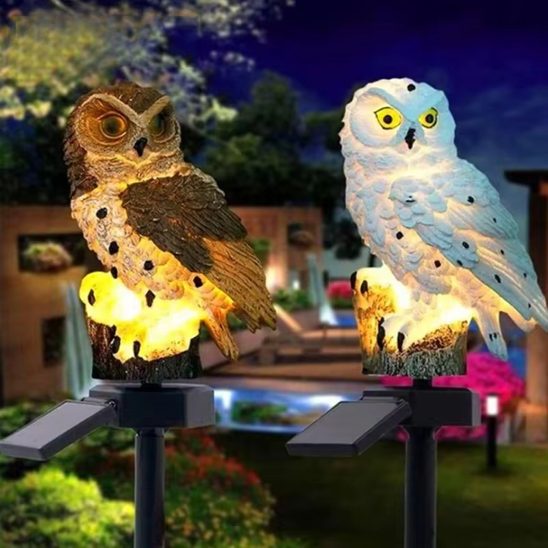 Solar light owl animal sculptu - مراجعة Outdoor Power Outlet Solar وسعره
