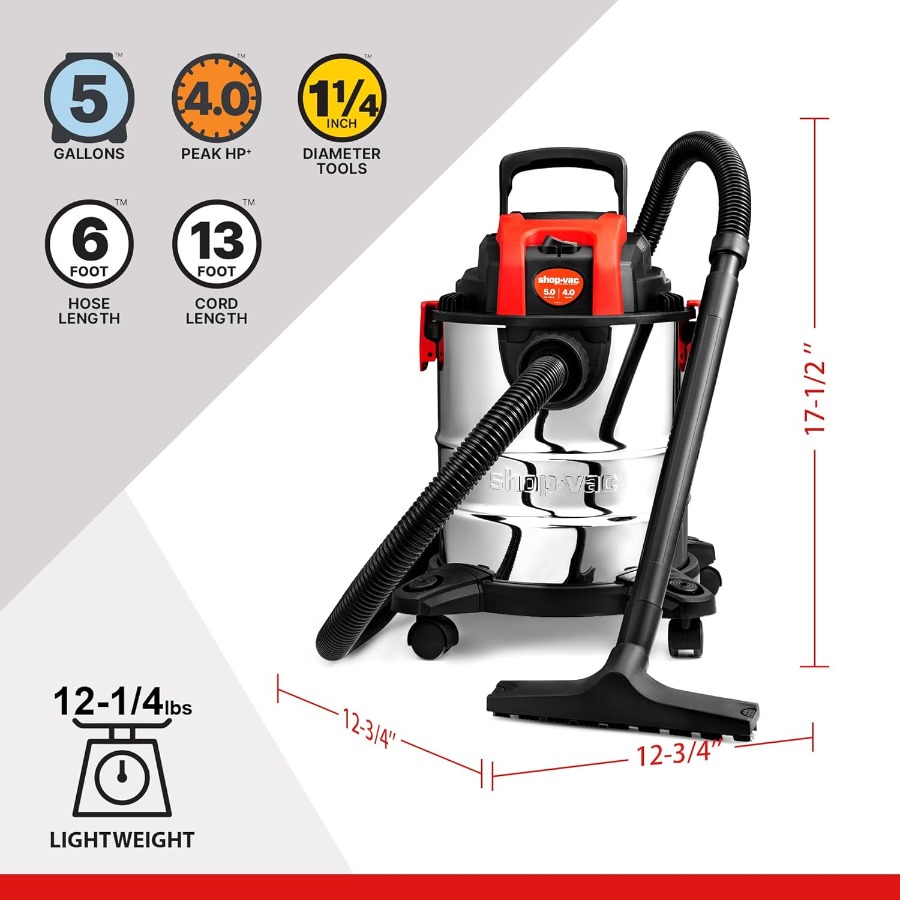 5 Gallon 4.0 HP Wet/Dry Vacuum - مراجعة Wet Dry Vacuum Shop وسعره