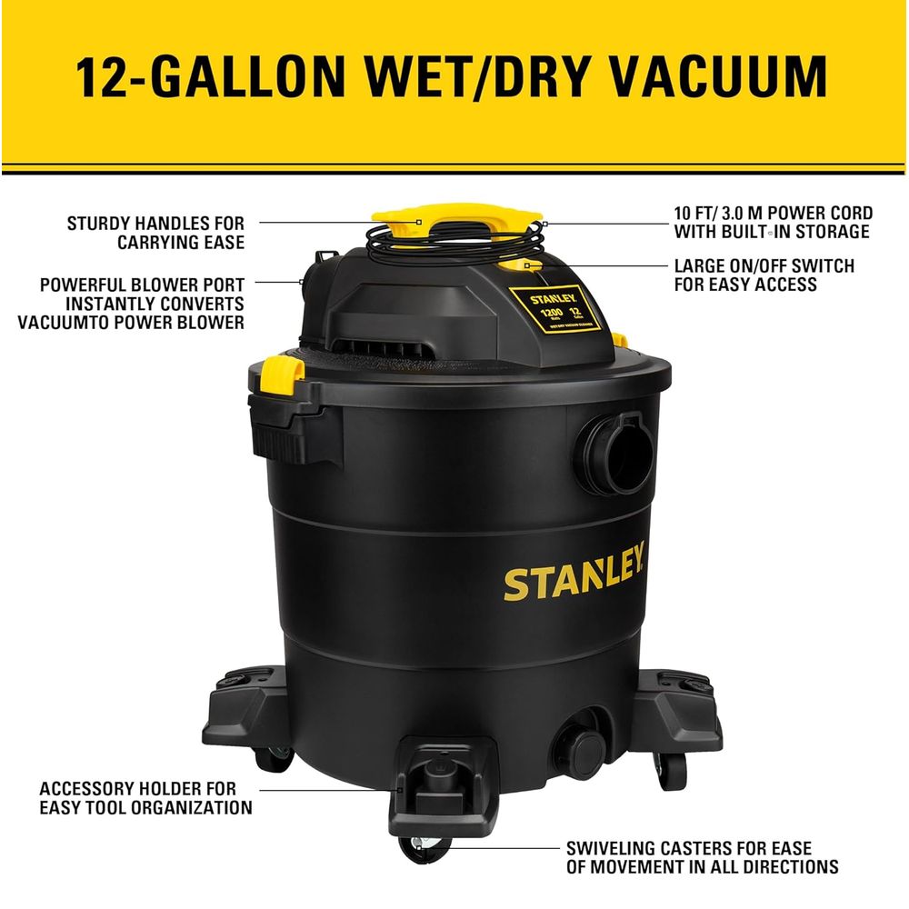12 Gallon 5.5 Peak HP Wet/Dry  - مراجعة Wet Dry Vacuum Shop وسعره