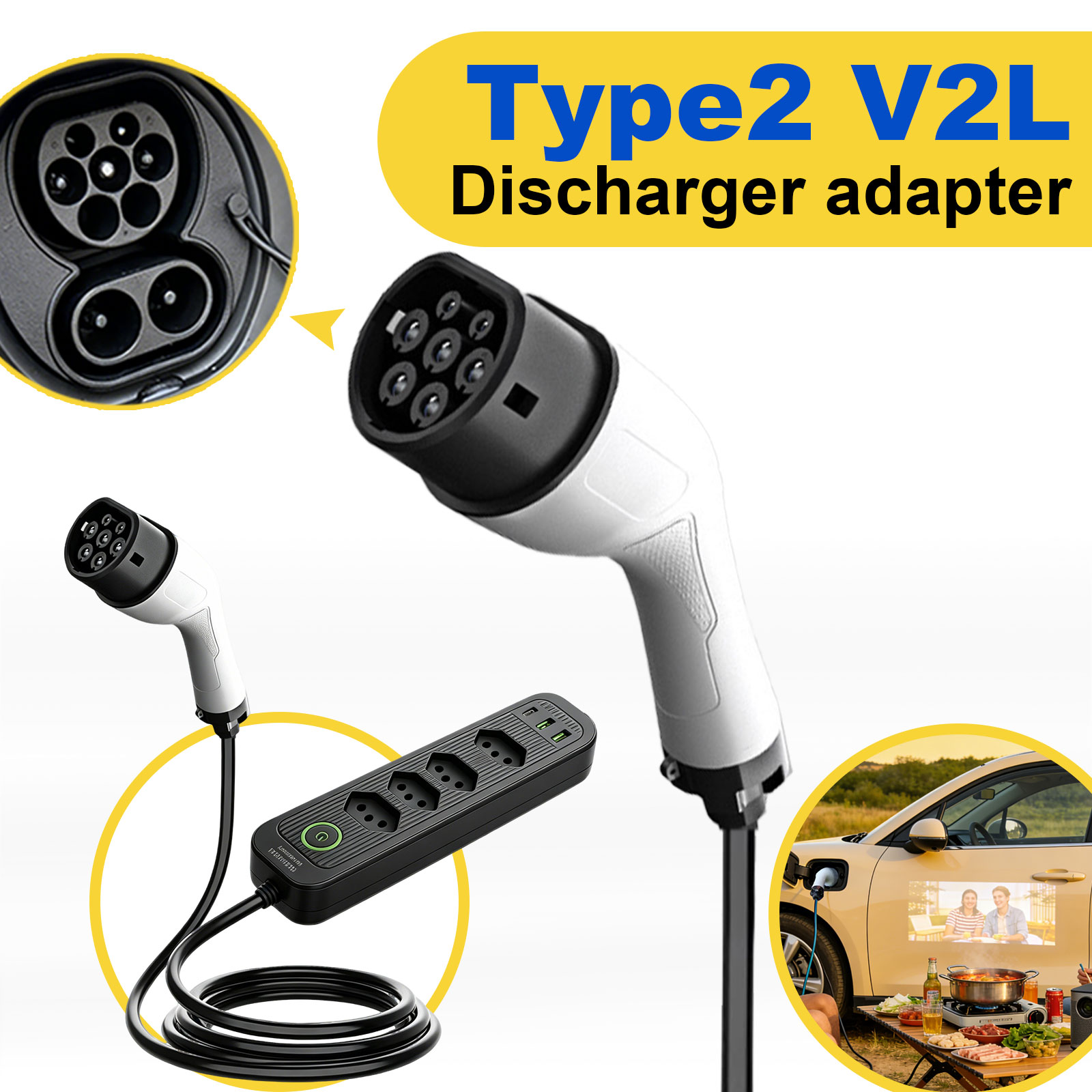 Type2 V2L Discharge Adapter 16 - مراجعة Outdoor Power Module وسعره
