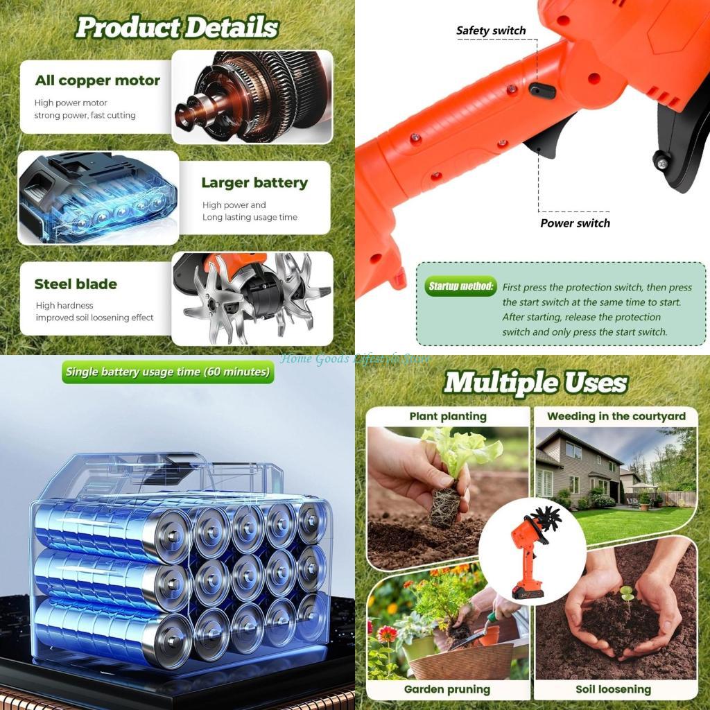E74E Cordless Mini Tiller 21V  - مراجعة Garden Tiller Mini وسعره
