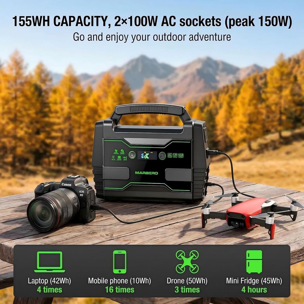 155Wh Portable Power Station w - مراجعة Outdoor Power Outlet Solar وسعره