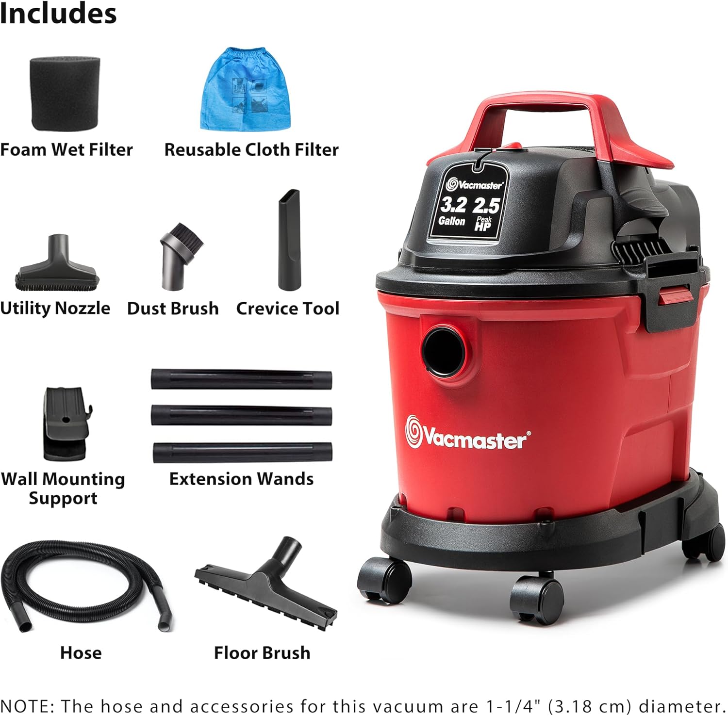 3.2-Gallon 2.5 Peak HP Wet/Dry - مراجعة Wet Dry Vacuum Shop وسعره