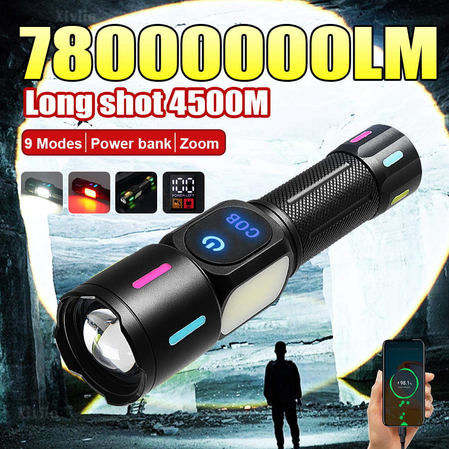 78000000LM LED Flashlight Whit - مراجعة Outdoor Power Meter Bike وسعره