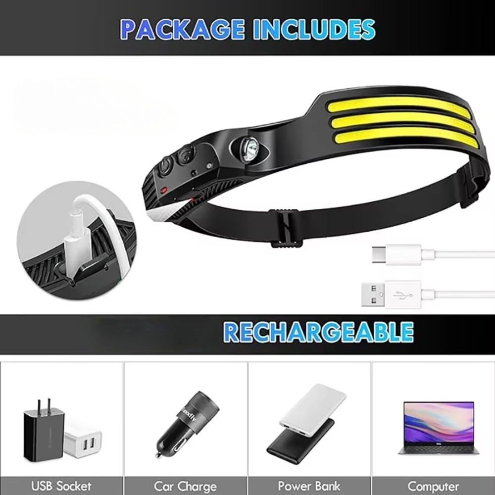 COB LED Induction Headlamp USB - مراجعة Outdoor Usb Power Bank وسعره