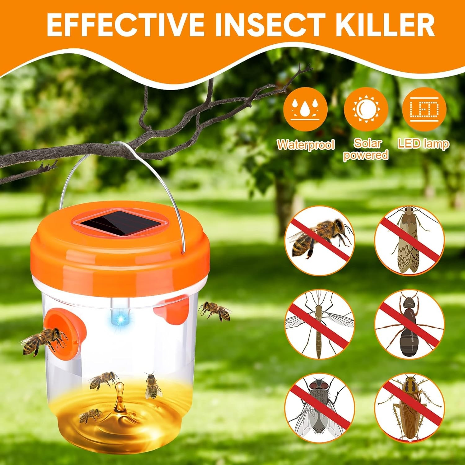 1-6PCS Solar Wasp Trap Waterpr - مراجعة Outdoor Power Outlet Solar وسعره